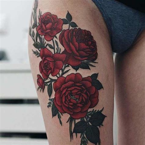 rose hip bum and thigh tattoos|Beautiful Rose Tattoo Ideas for Thigh and Hip